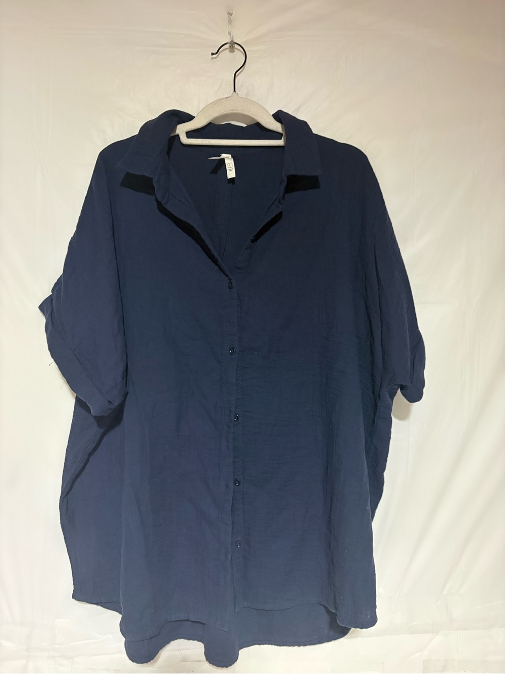 Pact Men's or Women’s 100% organic cotton Navy Short-Sleeve Button-Down Shirt